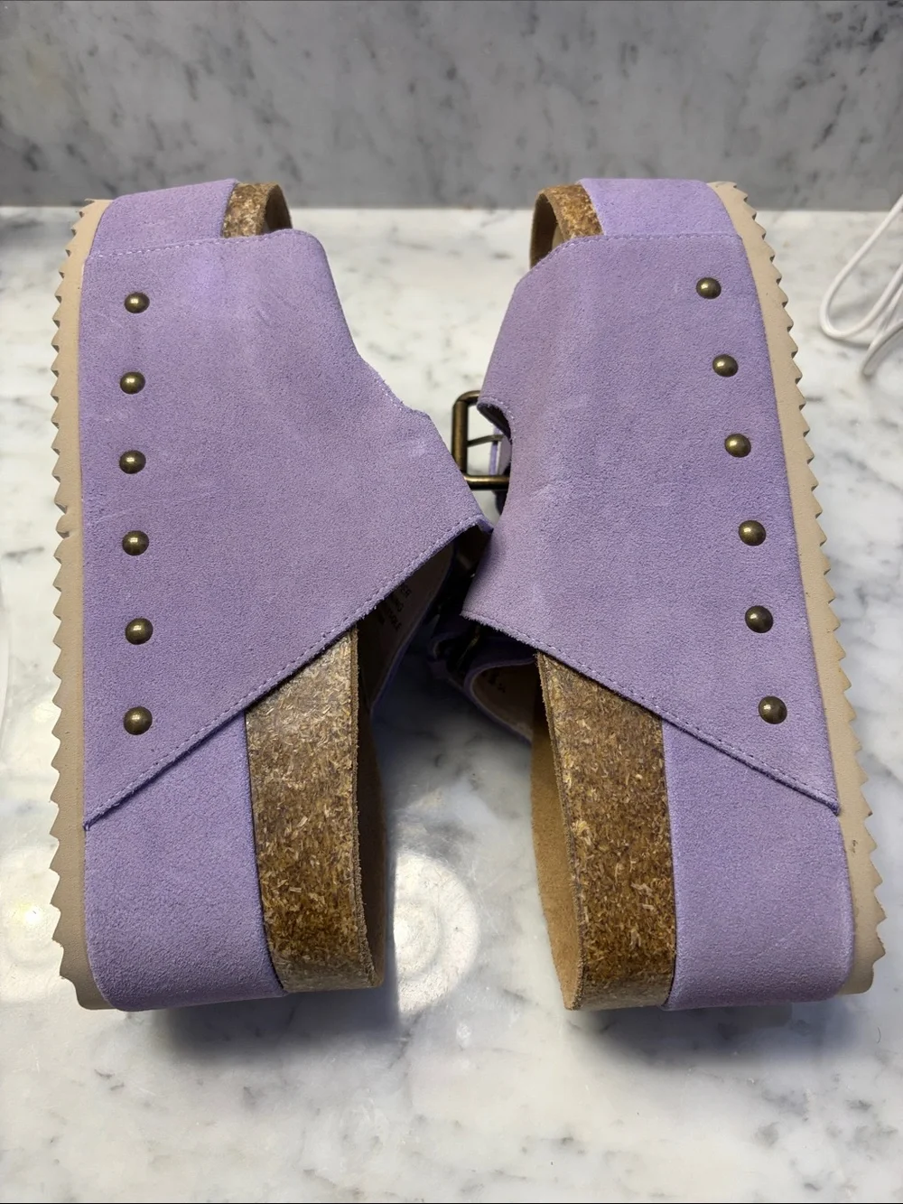 Free People Intentionally Blank Rule Breaker Lavender Suede Sandal Size 7 NEW